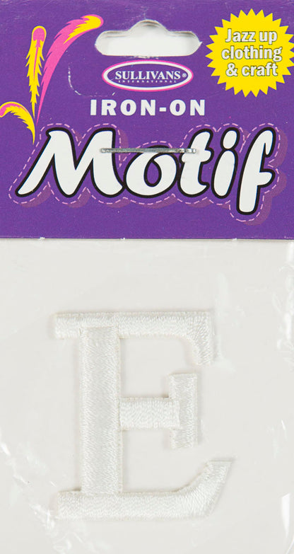 Iron On Motif Letter, White - 30mm - Sullivans