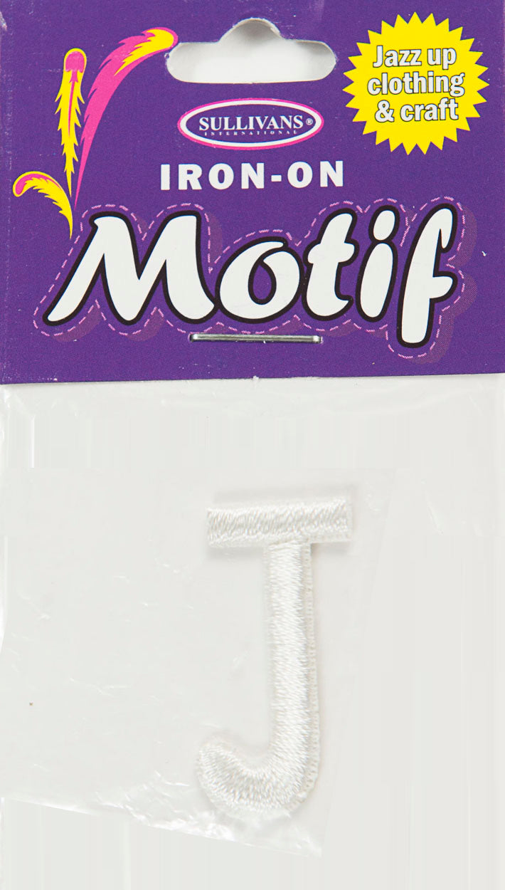 Iron On Motif Letter, White - 30mm - Sullivans