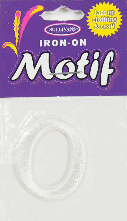 Iron On Motif Letter, White - 30mm - Sullivans