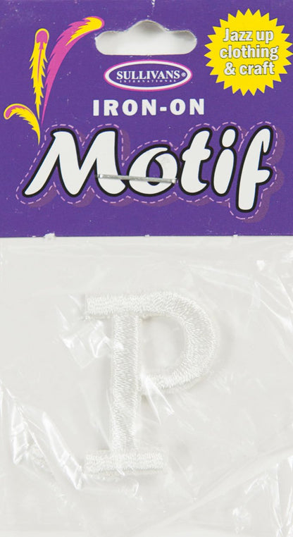Iron On Motif Letter, White - 30mm - Sullivans