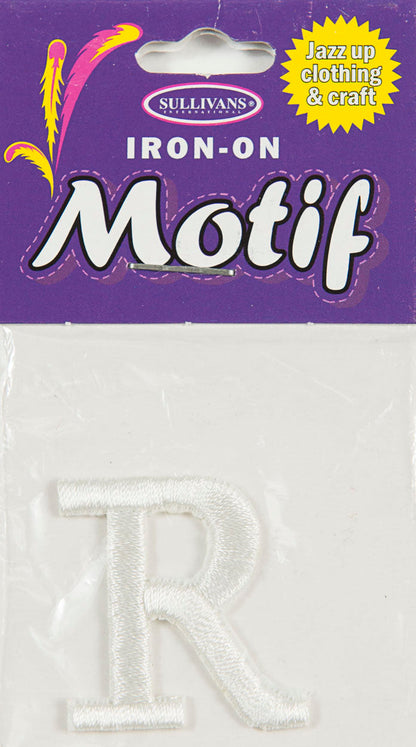 Iron On Motif Letter, White - 30mm - Sullivans