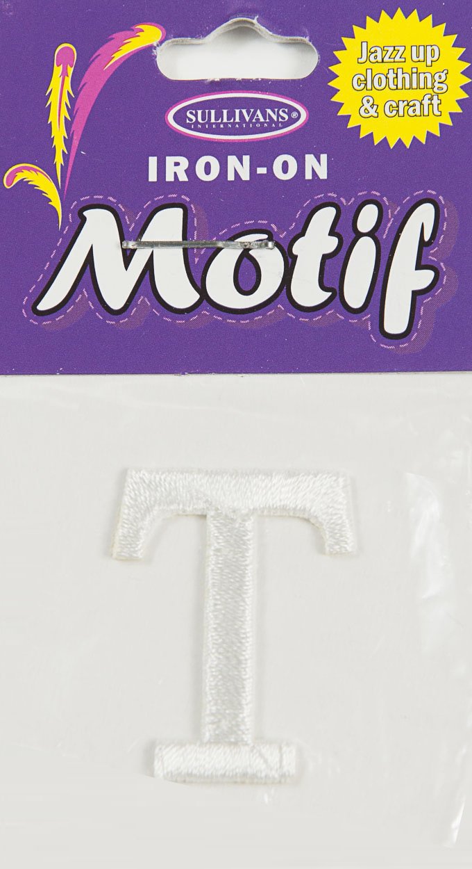 Iron On Motif Letter, White - 30mm - Sullivans