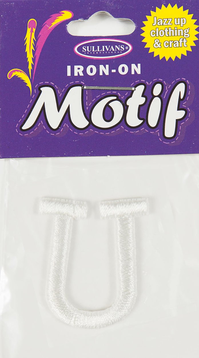 Iron On Motif Letter, White - 30mm - Sullivans