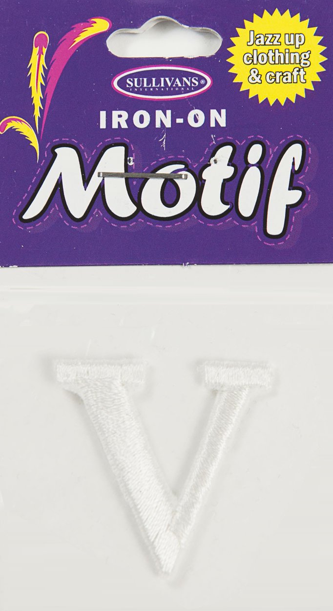 Iron On Motif Letter, White - 30mm - Sullivans