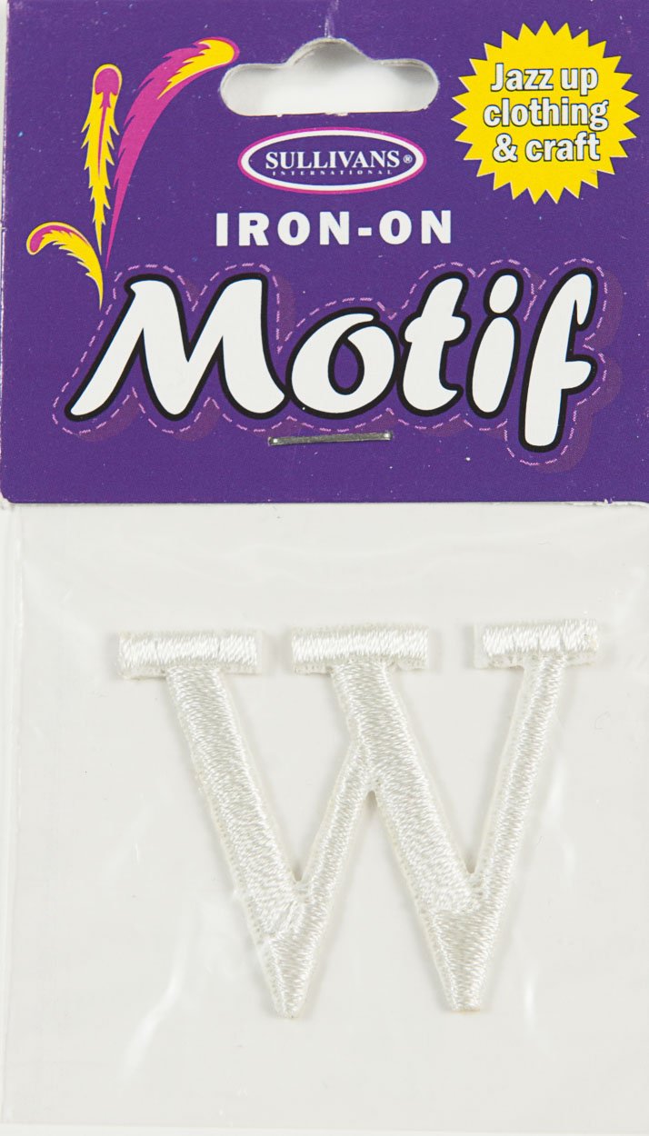 Iron On Motif Letter, White - 30mm - Sullivans