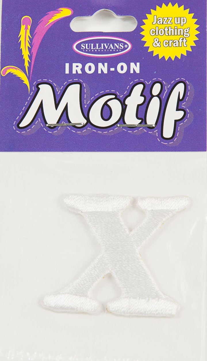 Iron On Motif Letter, White - 30mm - Sullivans