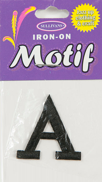 Sullivans Motif Iron On Letter, Black- 30 mm