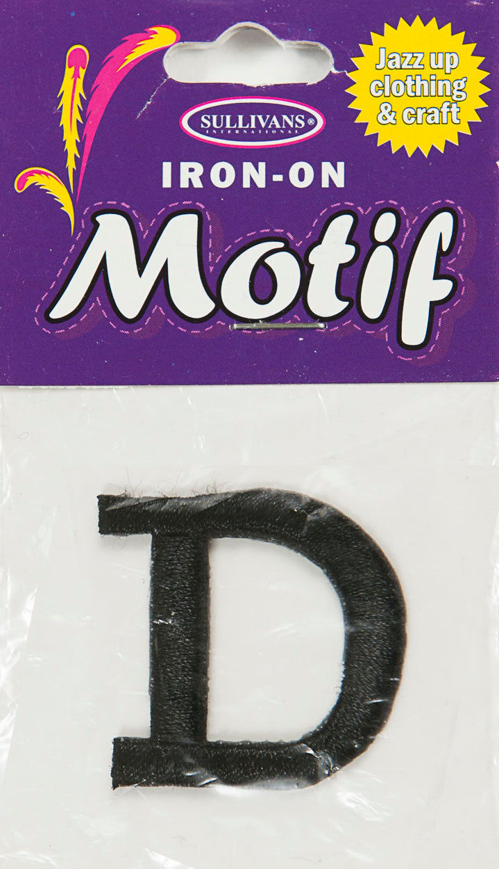 Sullivans Motif Iron On Letter, Black- 30 mm