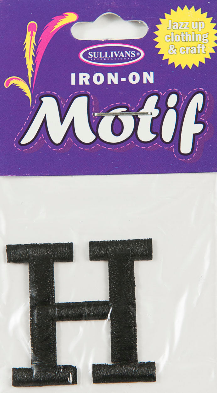 Sullivans Motif Iron On Letter, Black- 30 mm