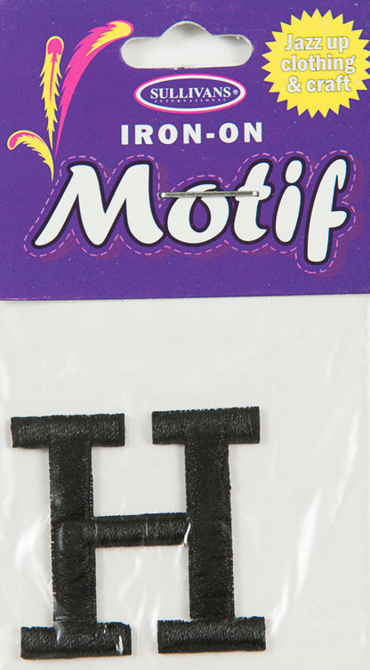 Sullivans Motif Iron On Letter, Black- 30 mm