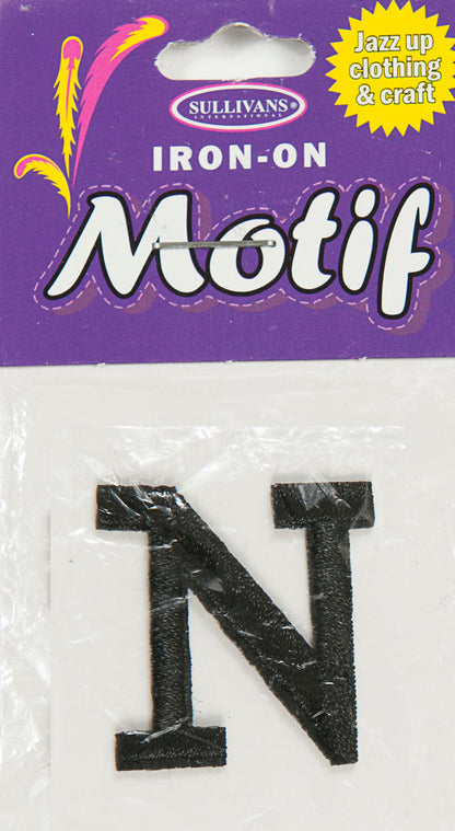 Sullivans Motif Iron On Letter, Black- 30 mm