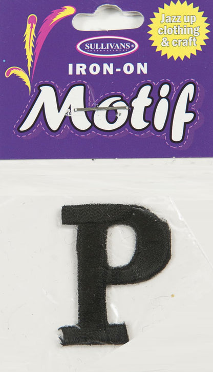 Sullivans Motif Iron On Letter, Black- 30 mm