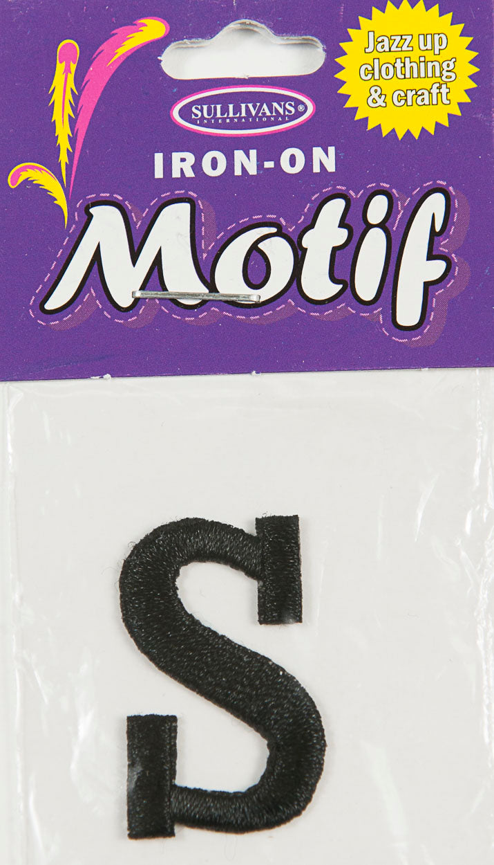 Sullivans Motif Iron On Letter, Black- 30 mm