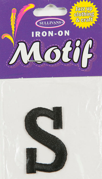 Sullivans Motif Iron On Letter, Black- 30 mm