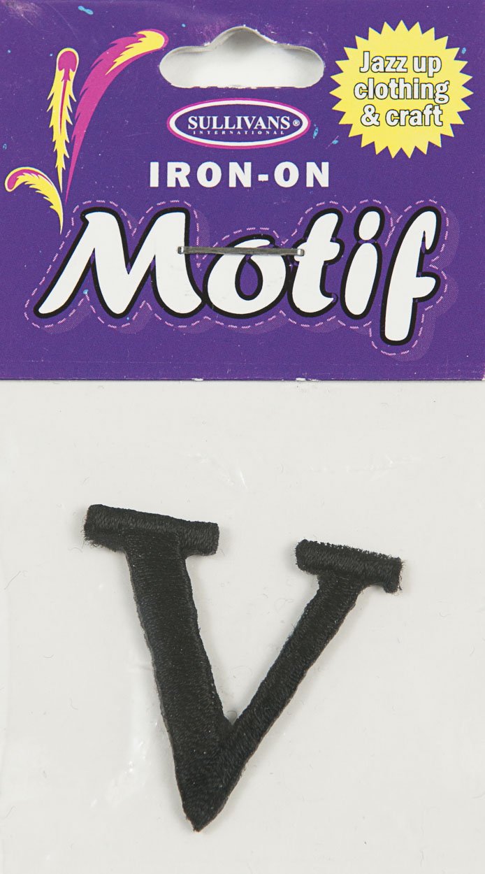 Sullivans Motif Iron On Letter, Black- 30 mm