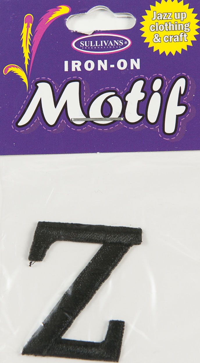 Sullivans Motif Iron On Letter, Black- 30 mm