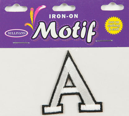 Iron On Motif Letter, White - 45mm - Sullivans