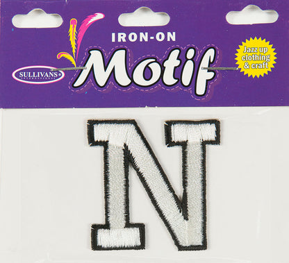 Iron On Motif Letter, White - 45mm - Sullivans
