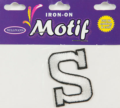 Iron On Motif Letter, White - 45mm - Sullivans