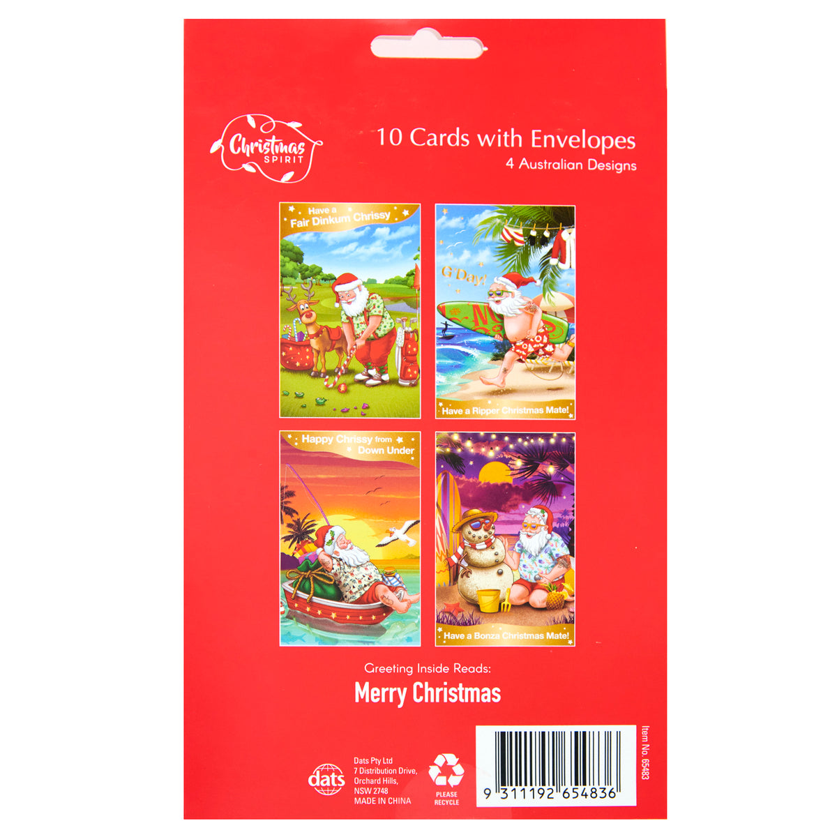 Christmas Greeting Cards 10pk, 115x177mm