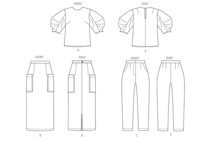 Butterick Pattern B7002 Misses’ and Women's Top, Skirt and Pants