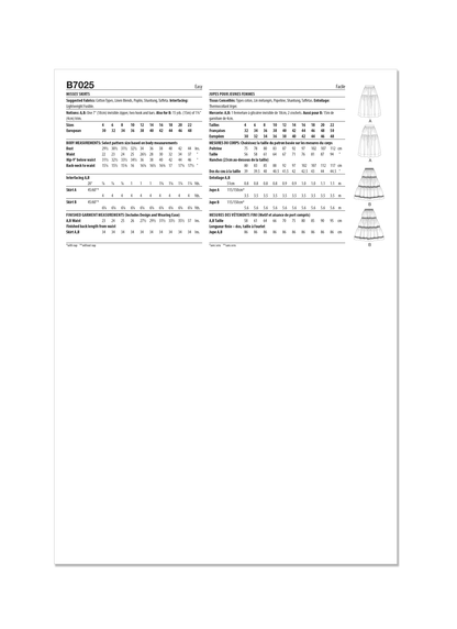 Butterick Pattern B7025 Misses' Skirt Pants