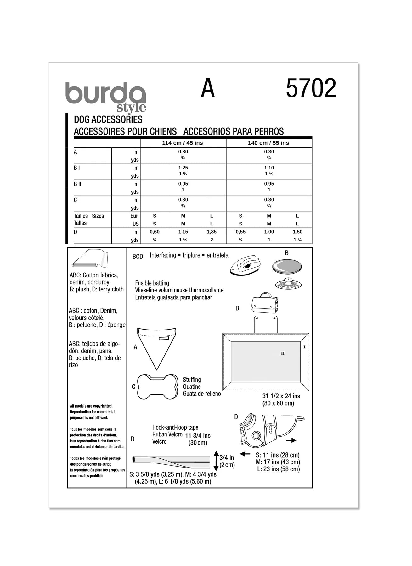 Burda Pattern 5702 Pet Accessories