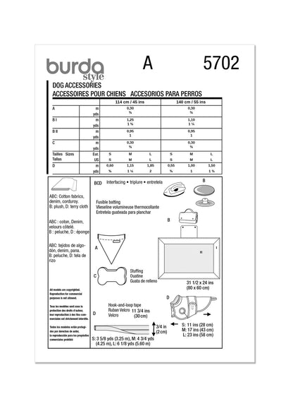 Burda Pattern 5702 Pet Accessories