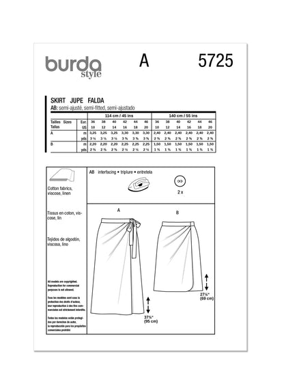 Burda Pattern 5725 Misses' Skirt