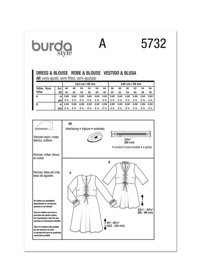 Burda Pattern 5732 Misses' Dress & Blouse