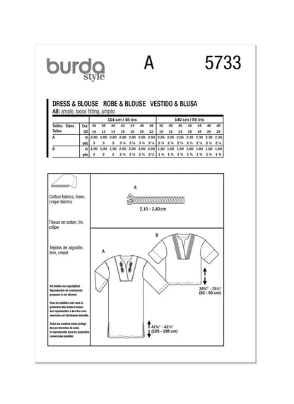 Burda Pattern 5733  Misses' Dress & Blouse