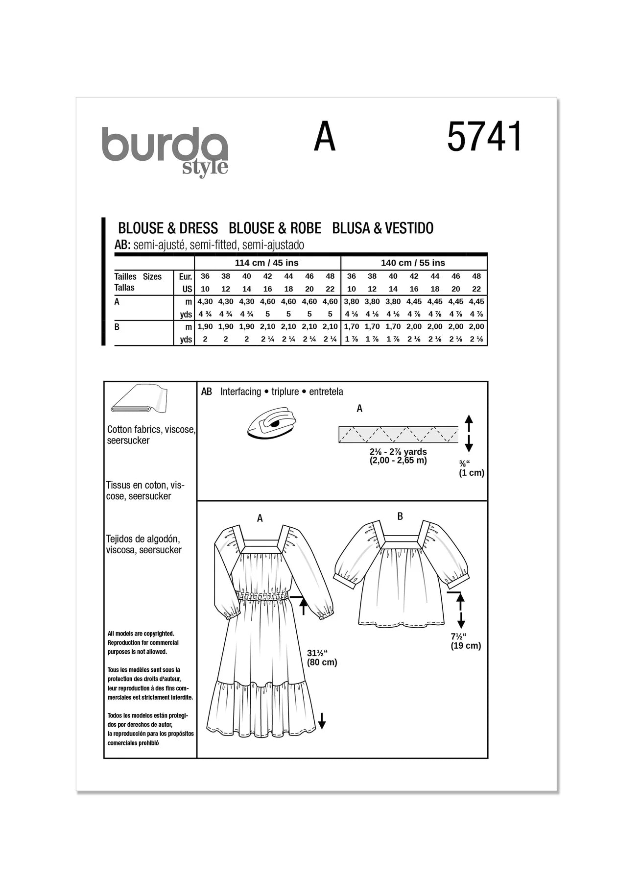 Burda Pattern 5741  Misses' Blouse & Dress