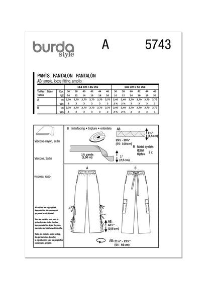 Burda Pattern 5743  Misses' Skirt Pants