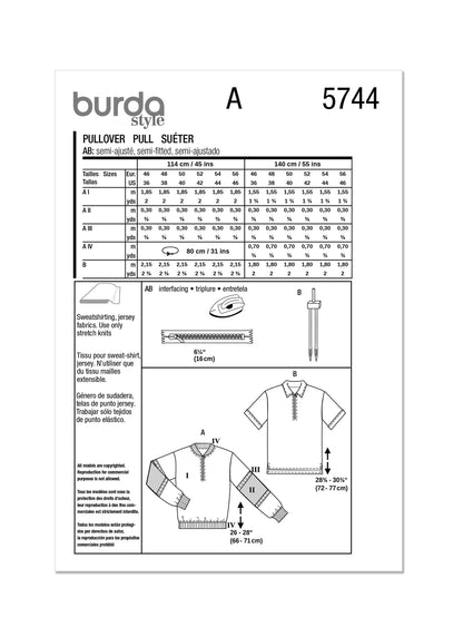 Burda Pattern 5744 Men Boy Top Vest