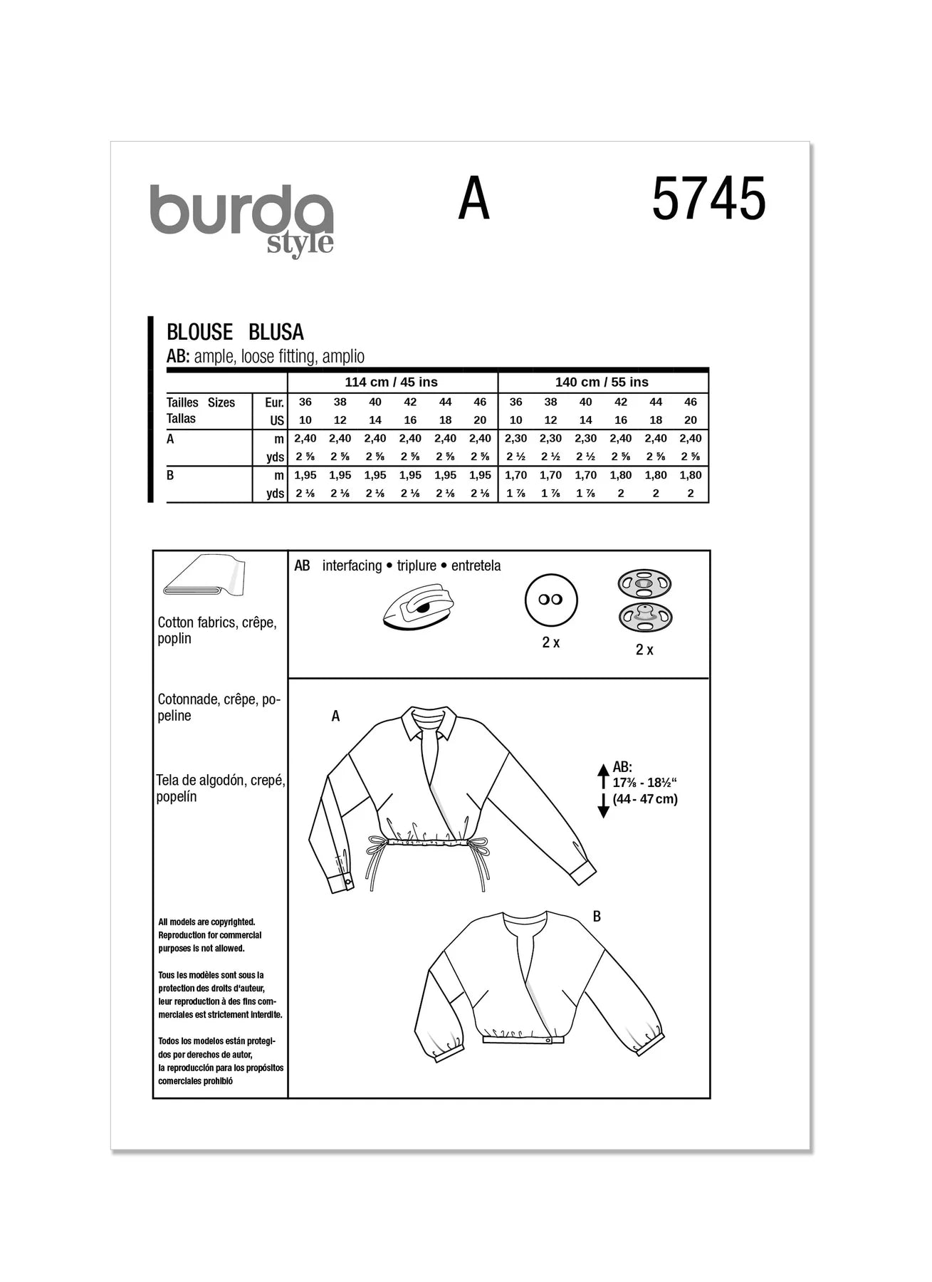 Burda Pattern 5745  Misses' Blouse