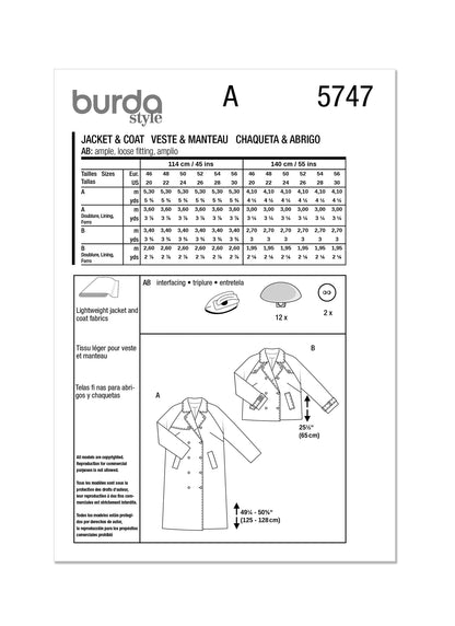 Burda Pattern 5747 Plus Size Jacket