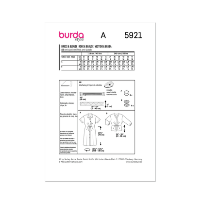 Burda Pattern 5921 Misses' Dress