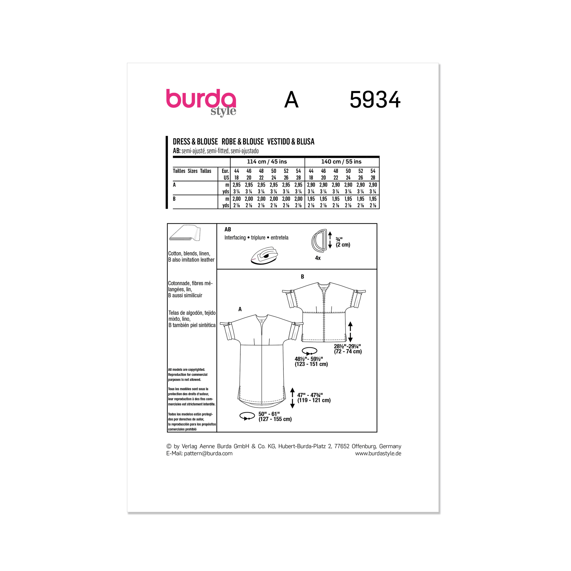 Burda Pattern 5934 Plus Size Dress