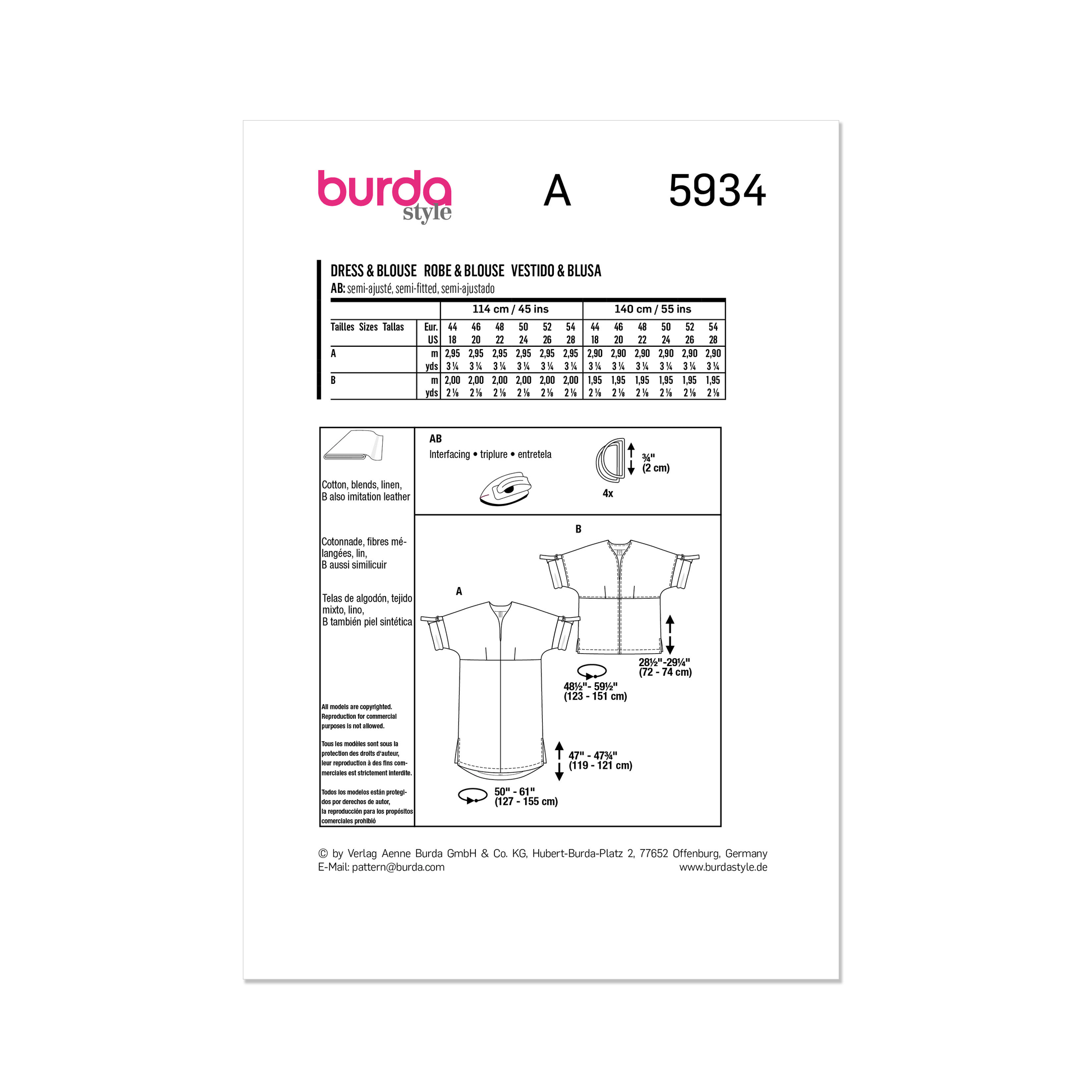 Burda Pattern 5934 Plus Size Dress