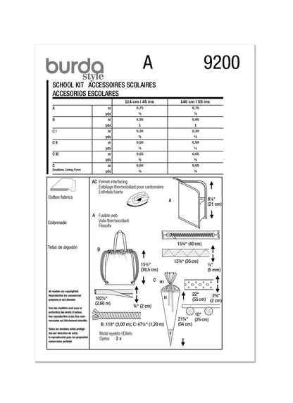 Burda Pattern 9200 Accessories
