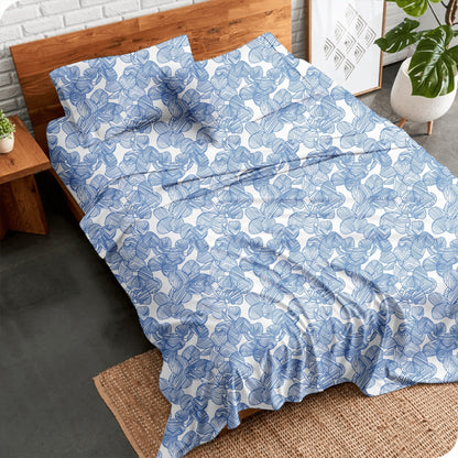 Alaria Printed Cotton Sheet Set, Single Bed- Bloom