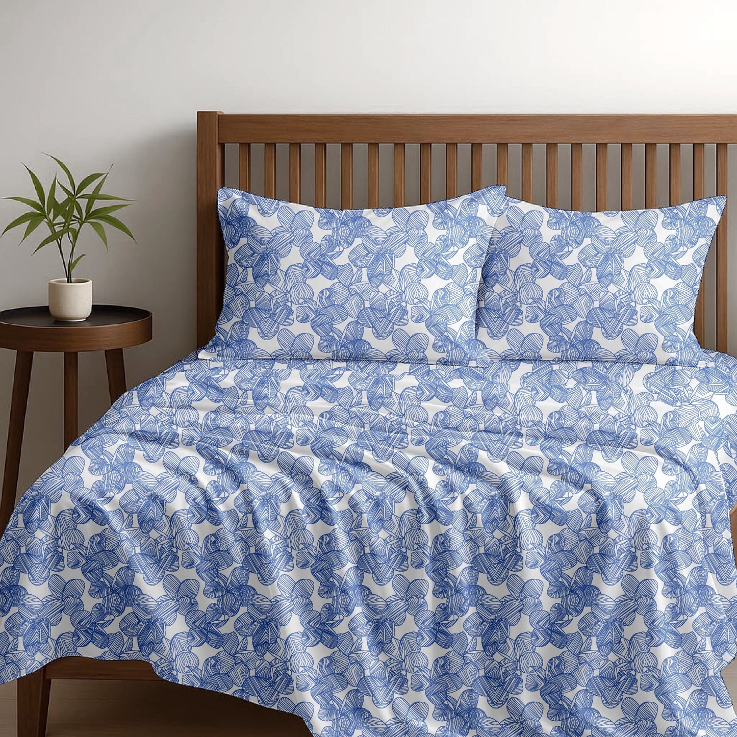 Alaria Printed Cotton Sheet Set, Single Bed- Bloom