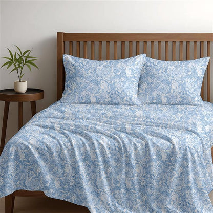 Alaria Printed Cotton Sheet Set, Single Bed- Flora