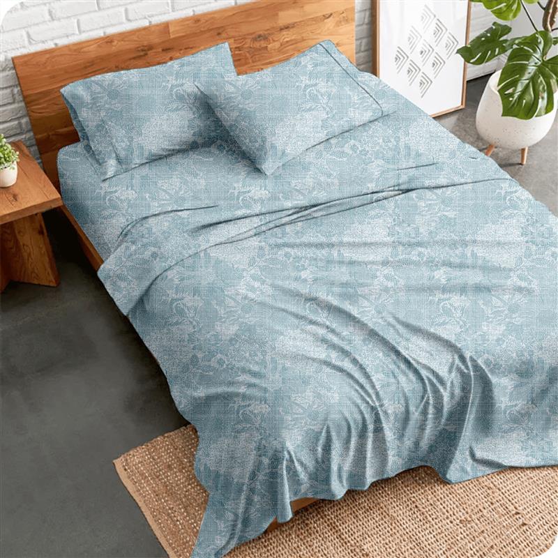 Alaria Printed Cotton Sheet Set, Garden- King Bed