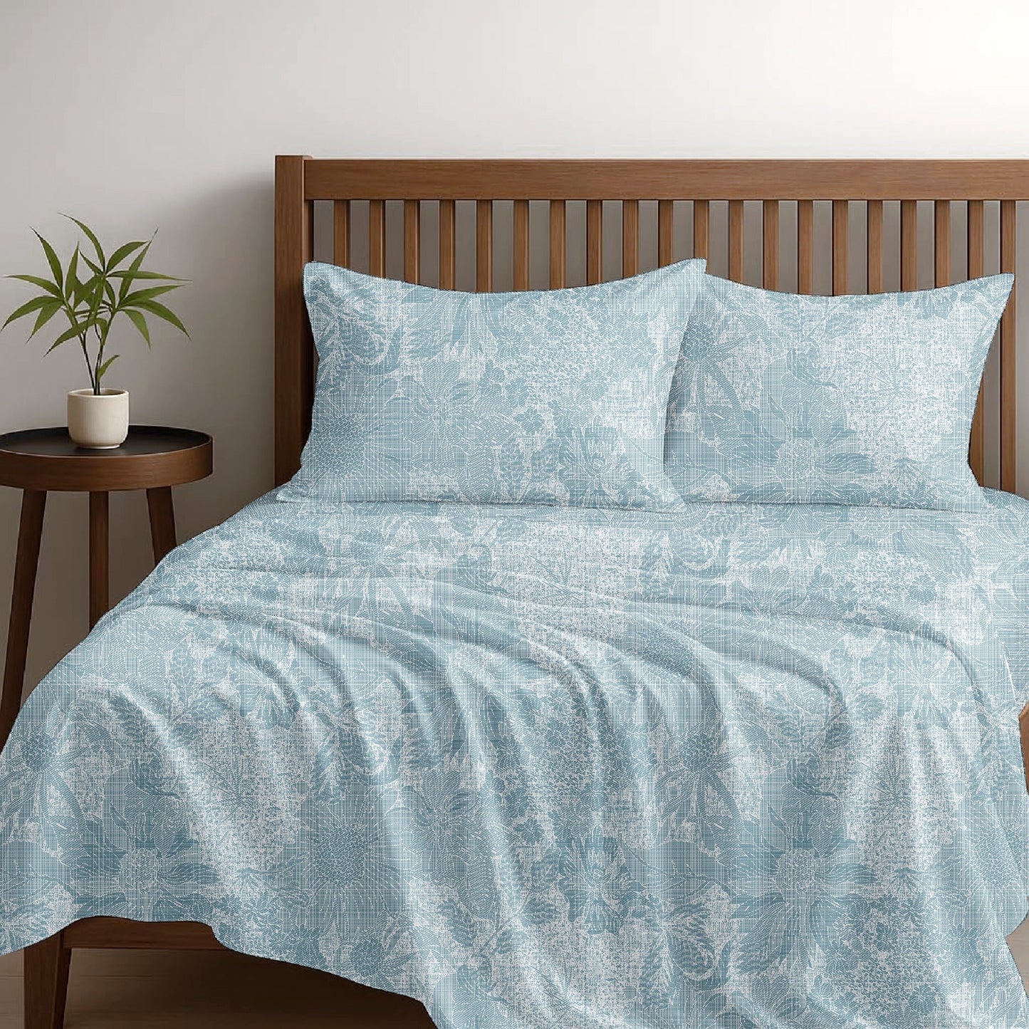 Alaria Printed Cotton Sheet Set, Garden- Double Bed