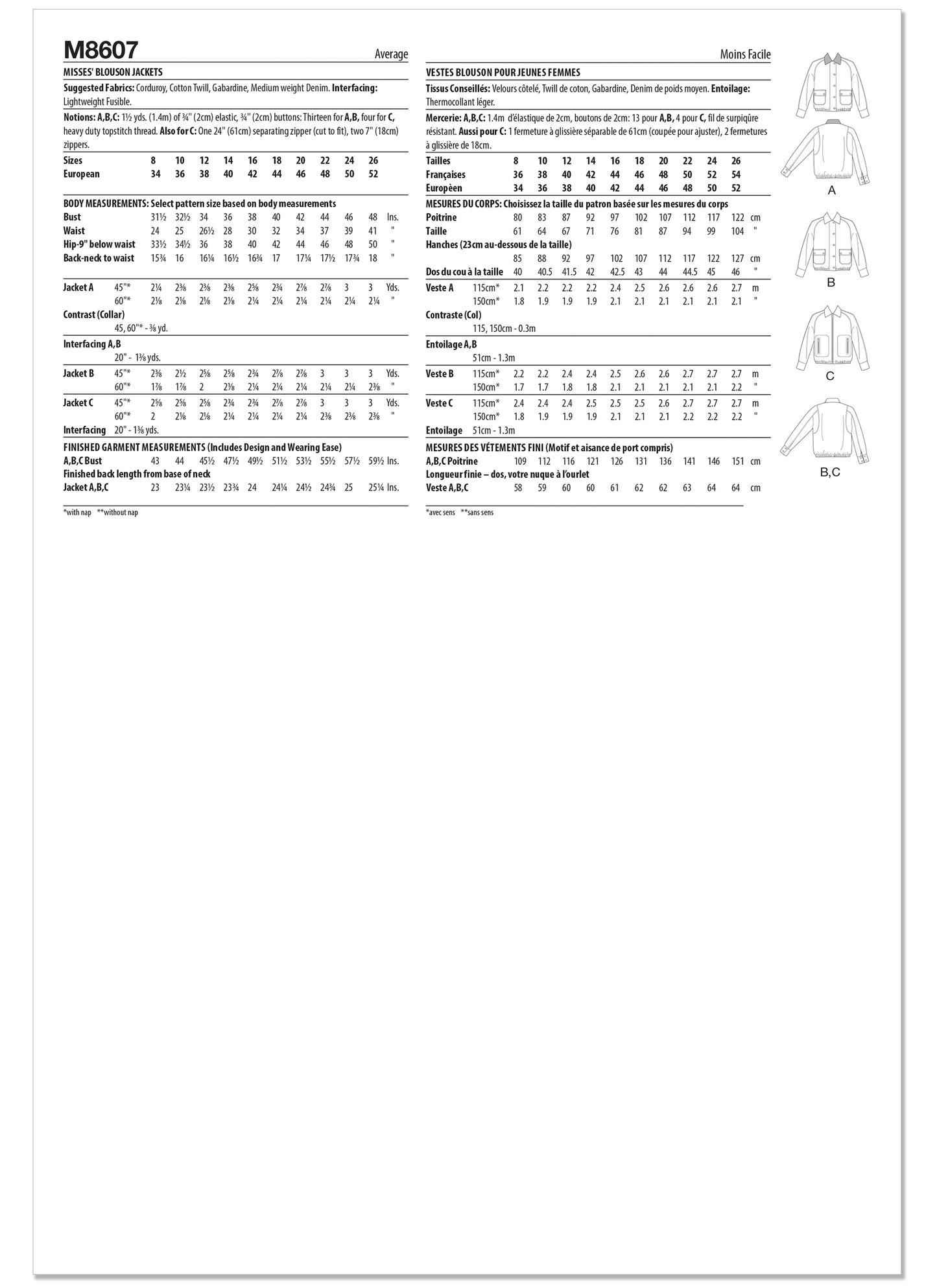 McCall's Pattern M8607 Misses' Jacket