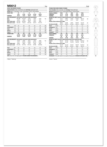 McCall's Pattern M8612 Misses' and Women's Pajamas