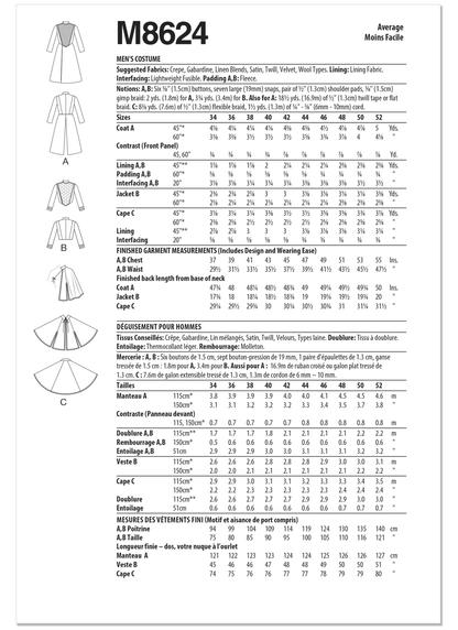 McCall's Pattern M8624 Men's Costume