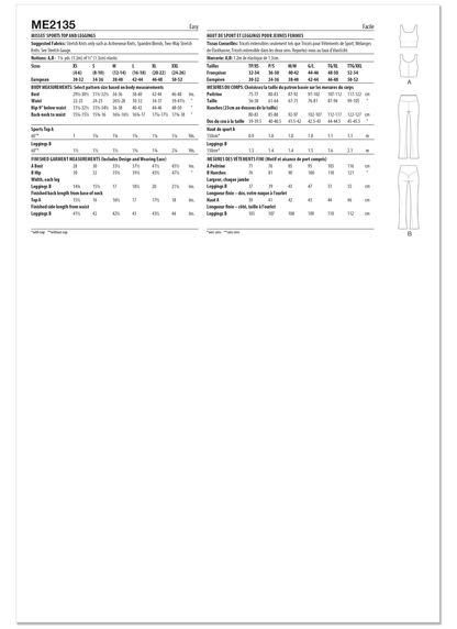 KnowMe Pattern Me2135 Misses' Sports Top and Leggings