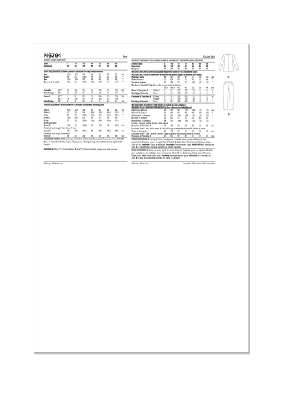 Newlook Pattern 6794 Misses' Jacket and Pants
